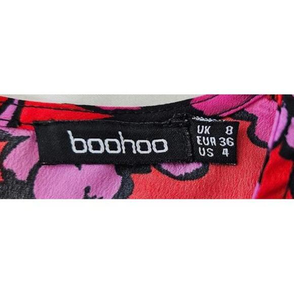Boohoo Women's Floral Wide Leg Jumpsuit with Puff Sleeves Size 4 - Picture 8 of 10